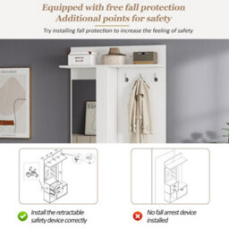 Merax Hallway Furniture Set With Shoe Cabinet, Mirror, Coat Rack, 2 Drawers & Open Shelves, Coat Stand, 90 X 30 X 180 Cm, White - thumbnail 8