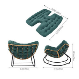 Dark Green Seat Cushion Small Size Chair Rocking Chair Reclining Chair Bird Nest Rattan Balcony Home Leisure Lazy Sofa - thumbnail 2