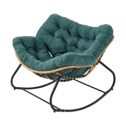 Dark Green Seat Cushion Small Size Chair Rocking Chair Reclining Chair Bird Nest Rattan Balcony Home Leisure Lazy Sofa - thumbnail 3