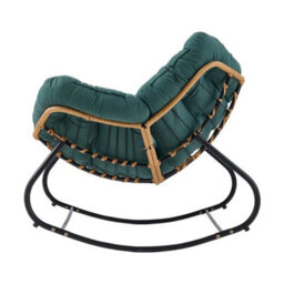 Dark Green Seat Cushion Small Size Chair Rocking Chair Reclining Chair Bird Nest Rattan Balcony Home Leisure Lazy Sofa - thumbnail 4