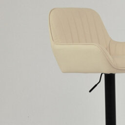 Lakeland Furniture Bronx Cream Faux Leather Black Gas Lift Base Bar Stool - thumbnail 8