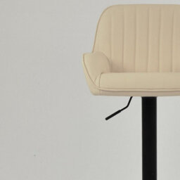 Lakeland Furniture Bronx Cream Faux Leather Black Gas Lift Base Bar Stool - thumbnail 7
