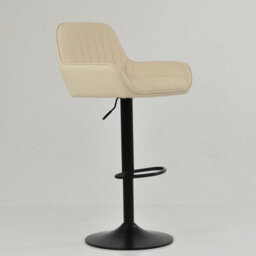 Lakeland Furniture Bronx Cream Faux Leather Black Gas Lift Base Bar Stool - thumbnail 4