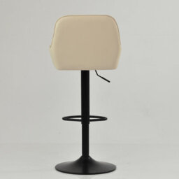 Lakeland Furniture Bronx Cream Faux Leather Black Gas Lift Base Bar Stool - thumbnail 6