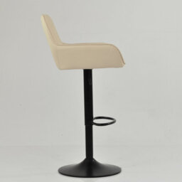Lakeland Furniture Bronx Cream Faux Leather Black Gas Lift Base Bar Stool - thumbnail 5
