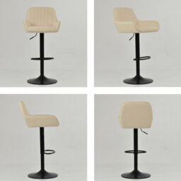 Lakeland Furniture Bronx Cream Faux Leather Black Gas Lift Base Bar Stool - thumbnail 2
