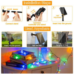 Ollny Solar Crystal Ball Fairy String Lights 12M 100 Led With 8 Modes Waterproof Design For Gazebo Wedding Tree Party Decorations - thumbnail 5