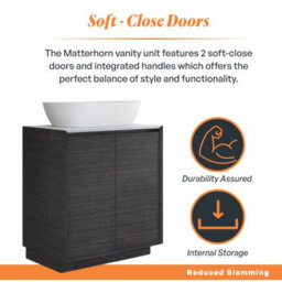 Plum&clay Matterhorn Dark Oak Floor Standing Bathroom Vanity Unit With White Countertop (W)750mm (H)850mm - thumbnail 3