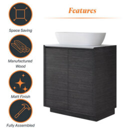 Plum&clay Matterhorn Dark Oak Floor Standing Bathroom Vanity Unit With White Countertop (W)750mm (H)850mm - thumbnail 5