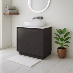 Plum&clay Matterhorn Dark Oak Floor Standing Bathroom Vanity Unit With White Countertop (W)750mm (H)850mm
