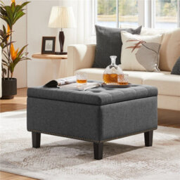 Yaheetech Ottoman Bench With Storage Dark Grey - thumbnail 1