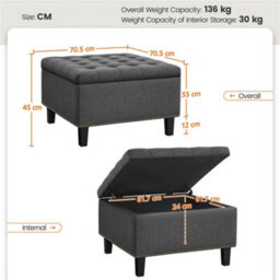 Yaheetech Ottoman Bench With Storage Dark Grey - thumbnail 3