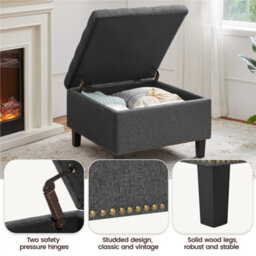 Yaheetech Ottoman Bench With Storage Dark Grey - thumbnail 4