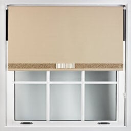 Furnished Cappuccino Blackout Roller Blind With Decorative Gold Glitter & Cream Bow - Trimmable (W)155Cm X (L)165Cm - thumbnail 1