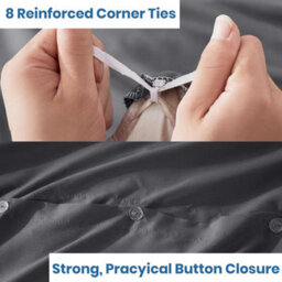 Bedlooms Grey Cotton Duvet Cover Set, Breathable & Anti-Allergic Bedding Pack, King 230X220Cm - thumbnail 3
