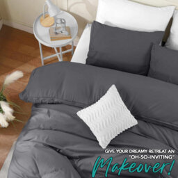 Bedlooms Grey Cotton Duvet Cover Set, Breathable & Anti-Allergic Bedding Pack, King 230X220Cm - thumbnail 5