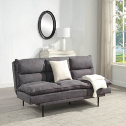 OAT Home Sennen Fabric Cushion Style Clic Clac 3 Seater Sofa Bed - Charcoal Grey