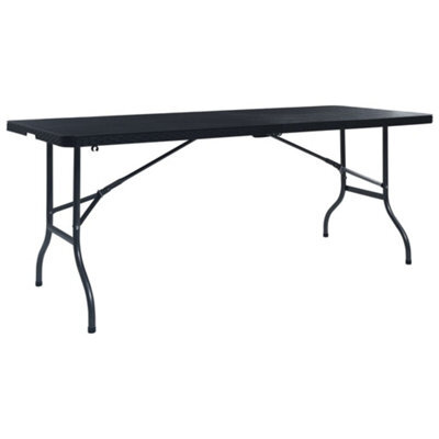 Walplus Folding Garden Table Black 180X75X72 Cm Hdpe Imitation Rattan - image 1