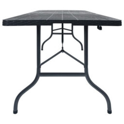 Walplus Folding Garden Table Black 180X75X72 Cm Hdpe Imitation Rattan - thumbnail 3
