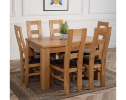 That's Furniture Dakota 127 X 82 Cm Chunky Oak Small Dining Table And 6 Chairs Dining Set With Yale Chairs - thumbnail 3