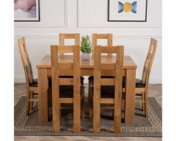That's Furniture Dakota 127 X 82 Cm Chunky Oak Small Dining Table And 6 Chairs Dining Set With Yale Chairs - thumbnail 2