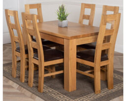 That's Furniture Dakota 127 X 82 Cm Chunky Oak Small Dining Table And 6 Chairs Dining Set With Yale Chairs - thumbnail 1