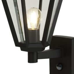 GoodHome Radley Fixed Matt Black Pir Motion Sensor Outdoor Lantern Wall Light 25W - thumbnail 3