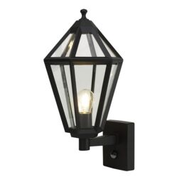 GoodHome Radley Fixed Matt Black Pir Motion Sensor Outdoor Lantern Wall Light 25W - thumbnail 2