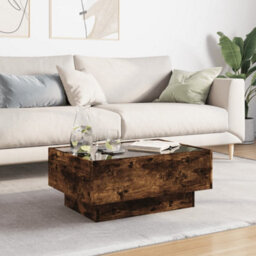 Berkfield Coffee Table With Led Smoked Oak 70X50X30 Cm Engineered Wood - thumbnail 4