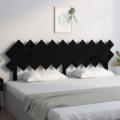 Berkfield Bed Headboard Black 196X3X80.5 Cm Solid Wood Pine - image 1