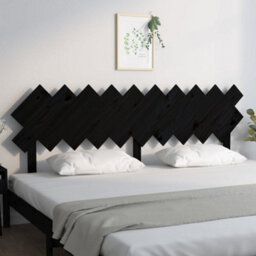 Berkfield Bed Headboard Black 196X3X80.5 Cm Solid Wood Pine - thumbnail 3
