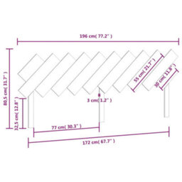 Berkfield Bed Headboard Black 196X3X80.5 Cm Solid Wood Pine - thumbnail 6