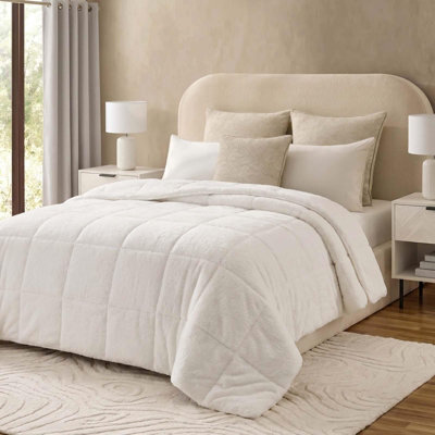 Ohs Teddy Fleece 6Kg Weighted Blanket Sensory Sleep Therapy - 125 X 180Cm - Cream - image 1