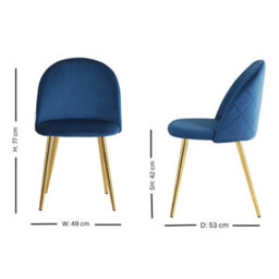Life Interiors Set Of 6 Royal Blue Lucia Ergonomic Velvet Dining Chairs With Wooden Legs, Modern Upholstered Accent Chair - thumbnail 6