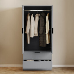 Lassic Vida Designs Trega Grey 2 Door 2 Drawer Wardrobe Hanging Rail, Shelves & Smooth Glide Drawers, (H)1700mm X (W)760mm X (D)530mm - thumbnail 4