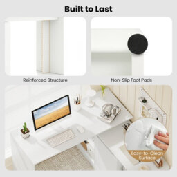 Costway L-Shaped Computer Desk 120 Cm Reversible Corner Writing Desk With Cabinet-White - thumbnail 6
