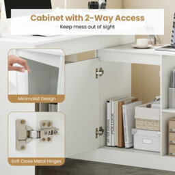 Costway L-Shaped Computer Desk 120 Cm Reversible Corner Writing Desk With Cabinet-White - thumbnail 5