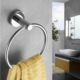 Stainless Steel Toilet Roll Holder And Towel Ring Set Bathroom Wall Mounted New - thumbnail 5
