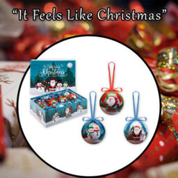 Christmas Bauble Decoration Fun Santa Boxed  12 Piece 7.5Cm Bauble Set Santa - thumbnail 7