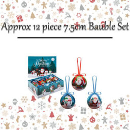 Christmas Bauble Decoration Fun Santa Boxed  12 Piece 7.5Cm Bauble Set Santa - thumbnail 2