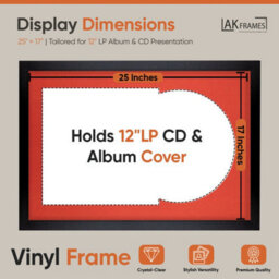 "AK Frames 25X17"" Matte Black Modern Vinyl Record Frame With Poppy Red Mount For 12 Inch Lp Cover & Disc - Overlapped Design" - thumbnail 2