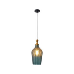Simple Lighting Glass E27 Pendant Light With Green Tint And Gold Accent, 390mm Height - thumbnail 1