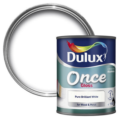 Dulux Once Pure Brilliant White Gloss Interior Metal & Wood Paint, 750Ml - image 1
