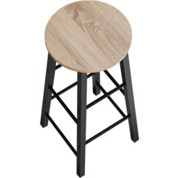 Tectake Bar Stools Keynes - Industrial Wood Light, Oak Sonoma, Set Of 2 - thumbnail 2