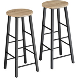 Tectake Bar Stools Keynes - Industrial Wood Light, Oak Sonoma, Set Of 2 - thumbnail 1