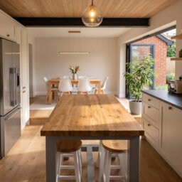 L90Xw64Cm Huxley Solid Oak Top Kitchen Island / Breakfast Bar / Grey Painted - thumbnail 4