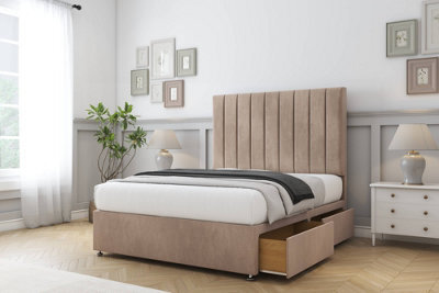 "Comfort Tokyo Mink Naples Divan Bed Base 2 Drawers Same Side - 54"" Floor Standing 4'6 Double" - image 1