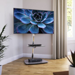 "Avf Iseo 60Cm Pedestal Tv Stand, For Tvs Up To 55"" - Clear/grey Glass" - thumbnail 6