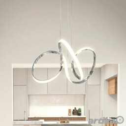 Xample Artika Swirl Led Pendant Light Chrome Finish, 1700 Lumens, 3000K Warm White, Dimmable, Integrated Led, Adjustable Height