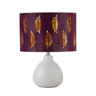 First Choice Lighting Tuscan - White Ceramic Lamp With Burgundy Fern Shade - image 1